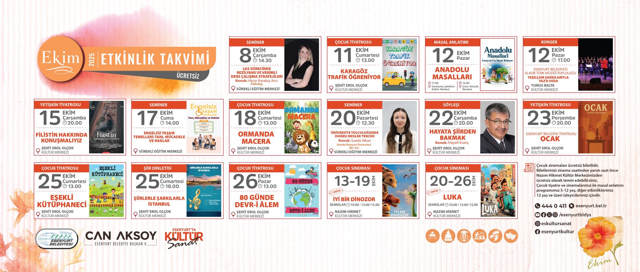 Esenyurt Belediyesi’nden Ekim Ayına Özel Dolu Dolu Kültür ve Sanat Takvimi