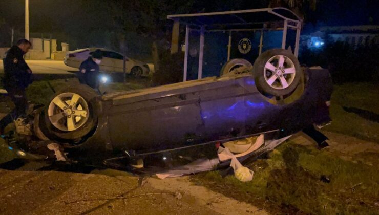 Bursa’da aracıyla takla attı