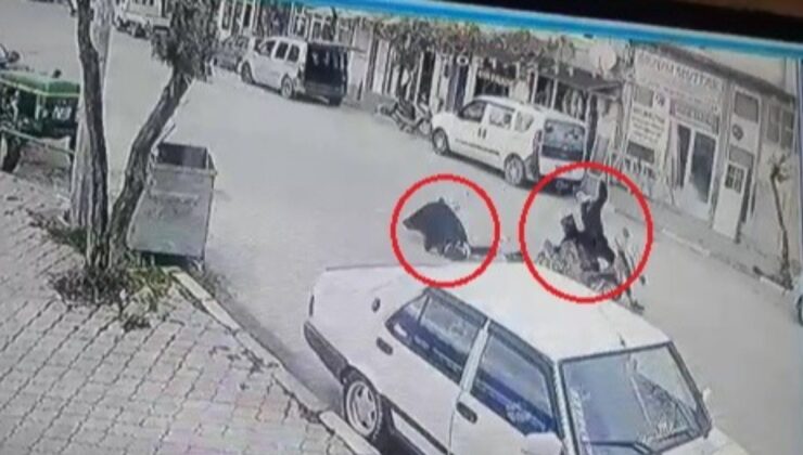 Bursa’da motosikletin yaşlı kadına çarpma anı