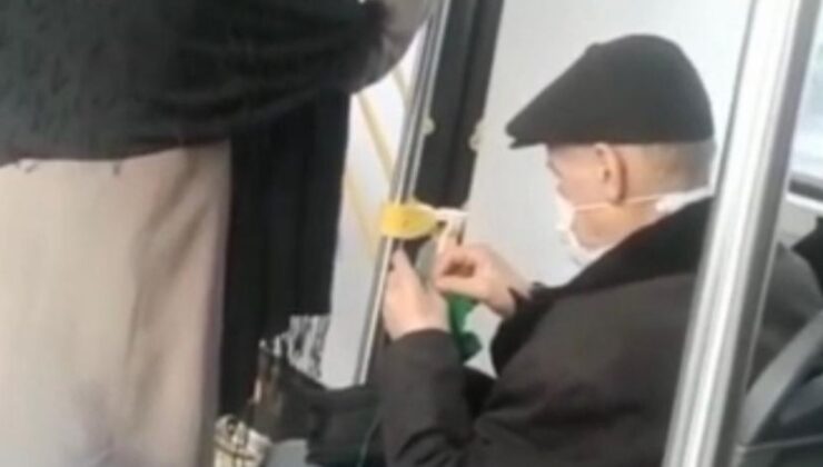 Bursa’daki yaşlı adam, otobüste el işi yaptı