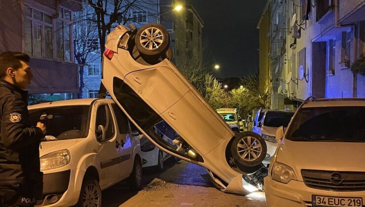 Bahçelievler’de kaza yapan araç havaya kalktı