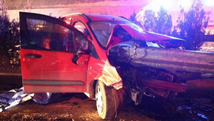 Gaziantep’te otomobil bariyerlere ok gibi saplandı: 1 ölü, 1 yaralı