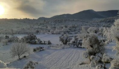 Milas’ın yüksek kesimleri beyaza büründü