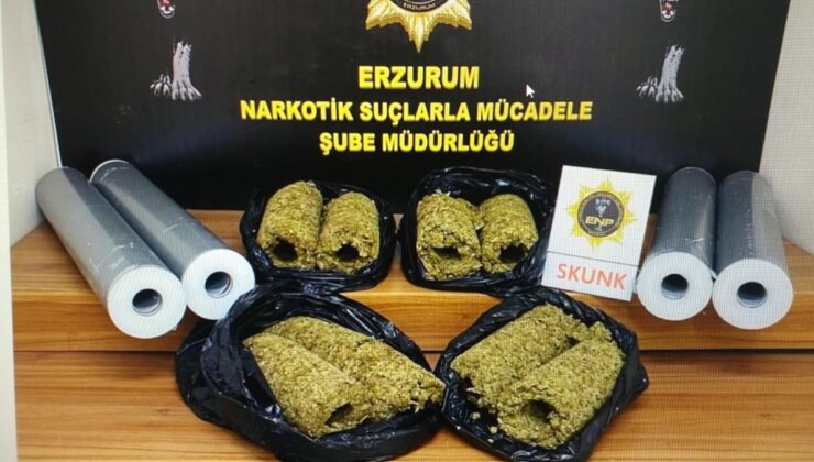 Erzurum’da duvar kağıdı rulosuyla uyuşturucu sevkiyatı