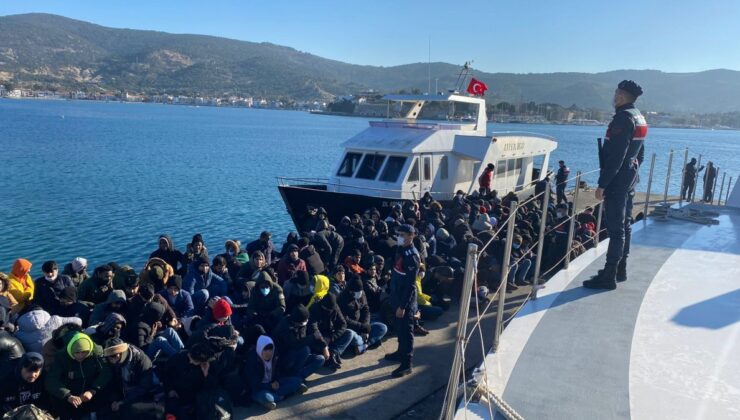 Foça’da İHA’lı operasyon: 197 göçmen yakalandı