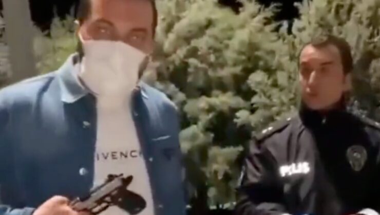 Silahını kontrol etmek isteyen polisleri kayda aldıran maganda