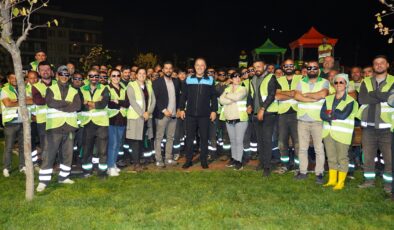 5 dönümlük park 47 saatte tamamlandı